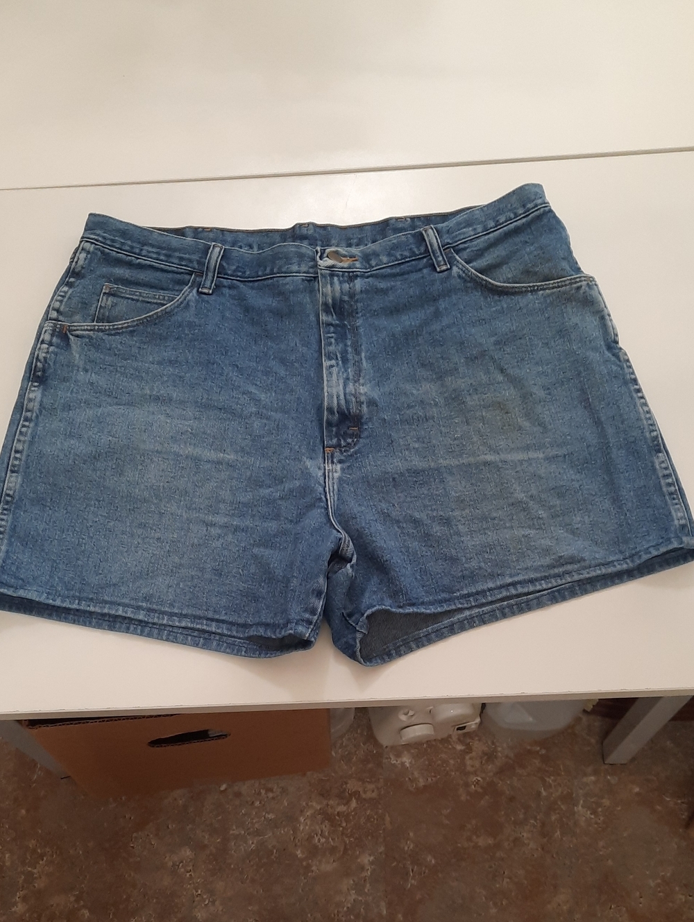 Classic High-Waist Denim Shorts - Medium Blue - Size 40